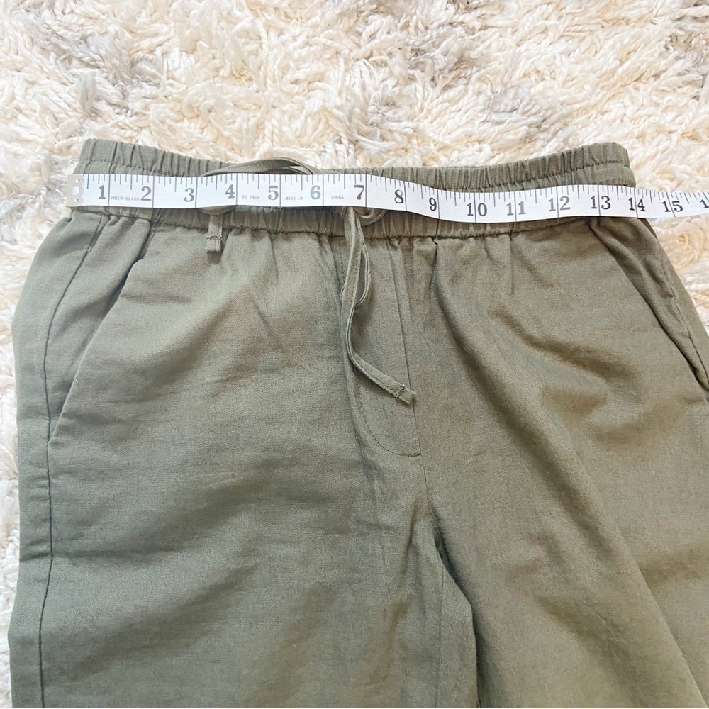 J.Crew Factory Linen Cotton Blend Drawstring Waist Straight Cuffed Pants Size 2 - Picture 8 of 10